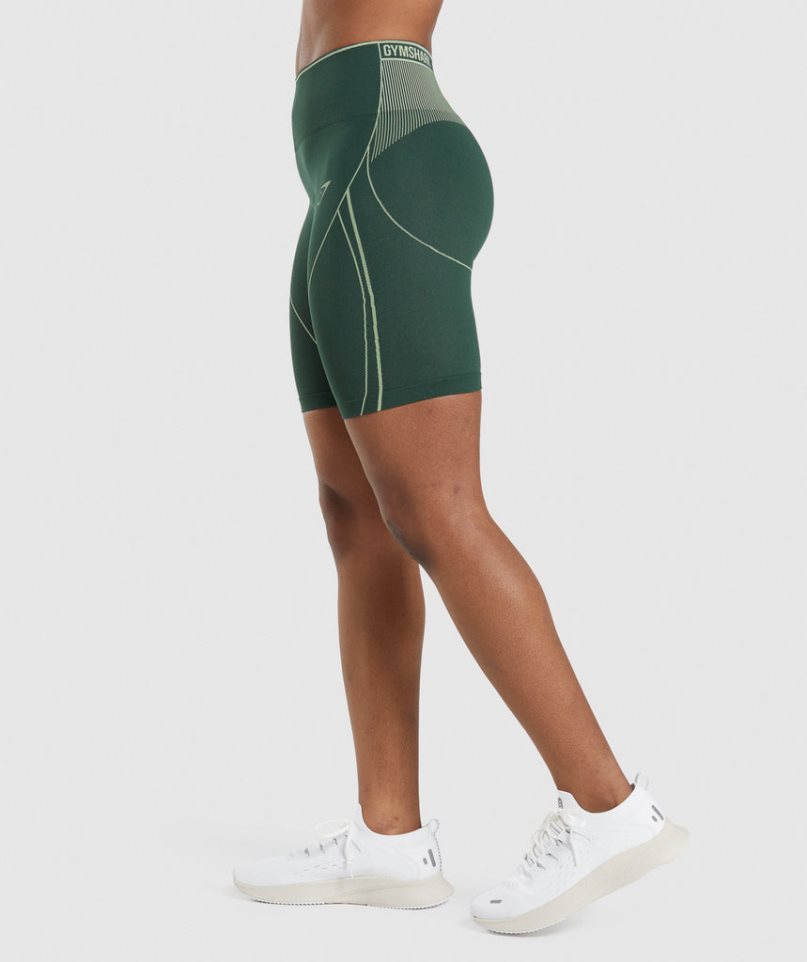 Women's Gymshark Apex Seamless High Rise Shorts Green | CA 36ND08